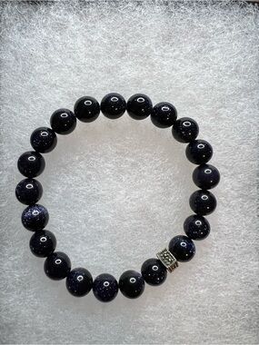 Handmade Bracelet is Made of Blue Goldstone.